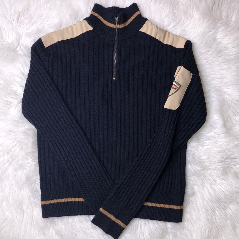 ⭐️🔹 De Marchi Vintage Quarter Zip Wool Blend Cycling Sweater